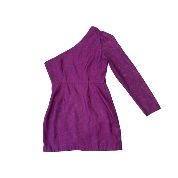 Lulus Emogene Magenta Burnout Floral One Shoulder Mini Dress - Medium - Picture 6 of 16